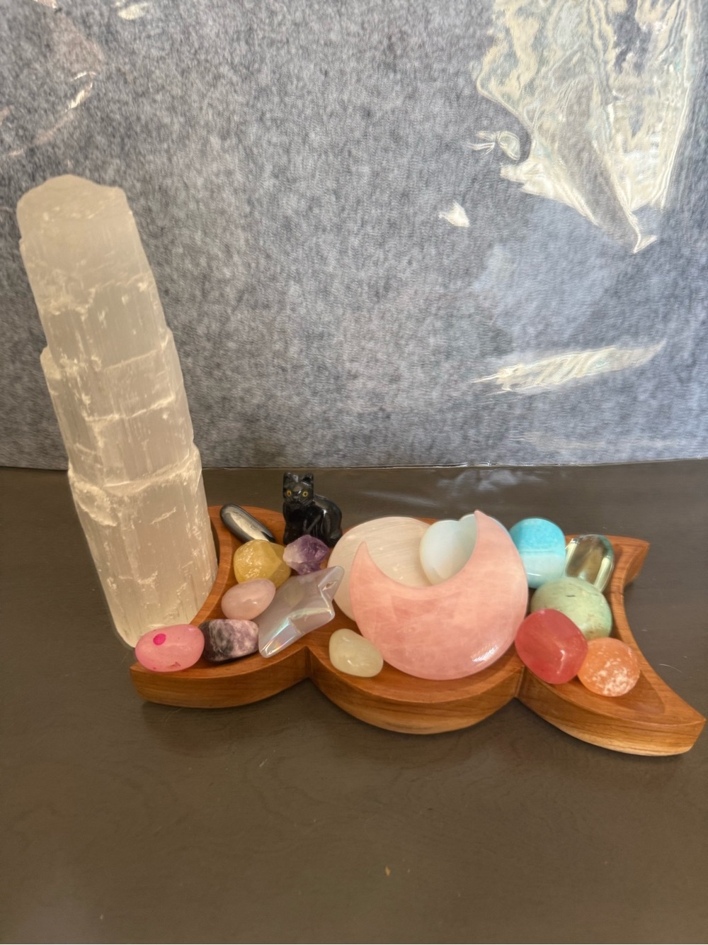 Pink Crescent Rose Quartz Vanity Tray Accent